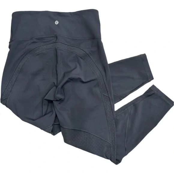 Lululemon Gray with mesh detail High-Waisted Leggings medium Size 8 - Picture 1 of 4